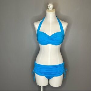 Bisou Bisou by Michele Bohbot Turquoise Blue Swim Bikini Top Medium (TOP ONLY)
